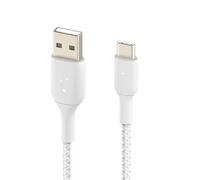 Belkin USB to USB-C Cable 18W Braided Nylon 15cm Charge & Synchronise, White