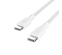 Belkin USB Type C to C Cable, 100W Power Delivery USB-IF Certified 2.0 USB C Charger Cable with Double Braided Nylon Exterior for iPhone 16, 15, iPad, MacBook, Galaxy, Pixel and More -3 m, white