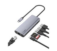 Belkin USBC Hub 6 In 1 4K HDMI 100W PD Gigabit Ethernet SD Silver Adapter