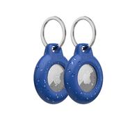 Belkin Waterproof Apple AirTag Secure Holder with Key Ring, Durable Scratch-Resistant AirTag Case, Protective AirTag Keychain Accessory for Keys, Pets, Luggage, Backpacks, and More -Blue (2-Pack)