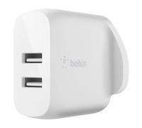 Belkin WCB002MYWH Boost Charge Dual USB-A 24W Wall Mobile Device Charger, White