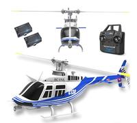 Bell 206 Remote Controlled Helicopter Aircraft Plane Drone RC Heli Single Rotor No Ailerons 6CH 6-Axis Gyroscope Altitude Hovering W/Optical Flow Localization 2Battery for Adults Beginners (Blue ）