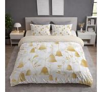 Bell Abstract Duvet Cover - Single 135 X 200 cm - Reversible Minimalist Bedding Set - White - Ultra-Soft Brushed Microfibre Bedroom Decor- 1 Pillowcase - Gifts for Kids