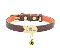 Bell-Adorned Fish-Shaped Name Tag Charming Cat And Dog Collars Personalised Adjustable Identification Tags Pet Collars,Brown,S