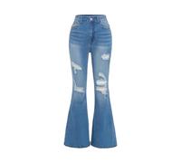 Bell Bottom Ripped Jeans for Teen Girls Skinny High Waist Denim Pants Kids Flare Casual Straight Trousers Clothes Jeans Pants for Girls Size 14-16 Pattern Jeans Y2k(Blue, 10-11 Years)