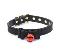 Bell Choker Collar Necklace Lolita Bow Collar Cat Cosplay Kitty Velvet Necklace (Black)