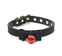 Bell Choker Collar Necklace Lolita Bow Collar Cat Kitty Velvet Necklace, Leather