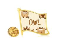 Bell Glass Hat Owl Art Deco Fashion Golden Metal Flag Lapel Pin Badge