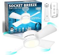 Bell+Howell E26/E27 Cold Light Pedestal Fan Wireless with 15.7 Inch Fan, LED Spotlight, 1000 Lumens, 5000 Kelvin, Replacement Ceiling Fan for Bedroom, Kitchen, Balcony