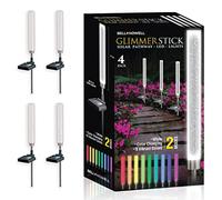 Bell+Howell Solar Lights Outdoor Auto Color Changing Glimmer Stick Solar Lights Outdoor Waterproof Decorative Garden Lights Solar Powered Landscape Path Lights for Walkway Sidewalk Lawn Path 4 Pack