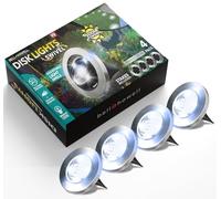 Bell+Howell Swivel Disk Lights Deluxe Set of 4 Inground Solar Lights with 8 LED Bulbs Solar Power Outdoor Lights for Yard, Garden and Lawn - Wireless, Stakes Included - As Seen On TV