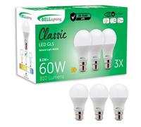 BELL Lighting B22 Bayonet Light Bulbs GLS LED 3 Pack | Bayonet Fitting Cool White Lightbulb | 810lm 8.1W | Energy-Saving Bayonet 60W Equivalent | Electric LED-Light | Dimmable