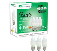 BELL Lighting E27 LED Candle Bulbs 3 Pack | 4.7W 470lm Warm White 2700K | Dimmable Large Edison Screw Candle Light Bulb | Energy Saving LED Candle Lamp | 40W Equivalent Opal Screw in Candle LED Bulbs