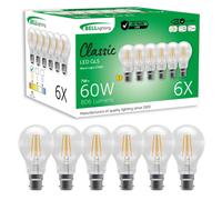BELL Lighting B22 Bayonet Filament Dimmable Light Bulb LED GLS 6 Pack | Warm White 2700K | 810 Lumen 7W | Energy Saving GLS LED Light Bulb | 60W Lamp Equivalent