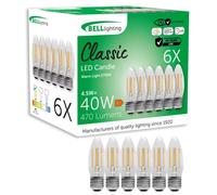 BELL Lighting E27 Edison Screw Cap Filament Dimmable Light Bulb LED Candle 6 Pack | Warm White 2700K | 470 Lumen 4.5W | Energy Saving Candle LED Light Bulb | 40W Lamp Equivalent