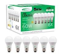 Bell Lighting 6 Pack E27 Led Classic Gls Bulbs 8.1W 810Lm , Natural White 4000K , 60W Equivalent , Non-Dimmable Edison Screw Bulbs