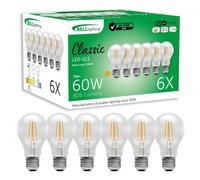BELL Lighting E27 Edison Screw Cap Filament Light Bulb LED GLS 6 Pack | Warm White 2700K | 806 Lumen 7 Watts | Energy Saving GLS LED Light Bulb | 60W Lamp Equivalent | Non-Dimmable