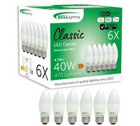 BELL Lighting E27 Edison Screw Dimmable Light Bulb LED Candle 6 Pack | Natural White 4000K | 470 Lumen 4.7W | Energy Saving Candle LED Light Bulb | 40W Lamp Equivalent