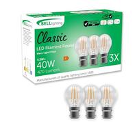 BELL Lighting B22 Bayonet Dimmable Filament Light Bulb LED Golf Ball 3 Pack | Warm White 2700K | 470 Lumen 4.7W | Energy Saving Round LED Light Bulb | 40W Lamp Equivalent