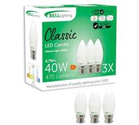 BELL Lighting B22 Bayonet Dimmable Light Bulb LED Candle Bulbs 3 Pack | Natural White 4000K Daylight | 470 Lumen 4.7W | Energy Saving Candle LED Light Bulb | 40W Lamp Equivalent