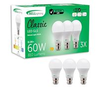 BELL Lighting B22 Bayonet Dimmable Light Bulb LED GLS 3 Pack | Natural White 4000K | 810 Lumen 8.1W | Energy Saving GLS LED Light Bulb | 60W Lamp Equivalent