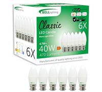 BELL Lighting B22 Bayonet Energy Saving LED Candle Bulbs Warm White 6 Pack