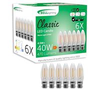 Bell Lighting B22 Bayonet Filament Dimmable Light Bulb LED Candle 6 Pack | Warm White 2700K | 470 Lumen 4.5W | Energy Saving Candle LED Light Bulb | 40W Halogen Lamp Equivalent