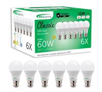 BELL Lighting B22 Bayonet LED GLS 8.1W Energy Saving Light Bulbs - Pack of 6
