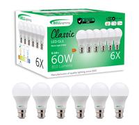 BELL Lighting B22 Bayonet Light Bulb LED GLS 6 Pack | Warm