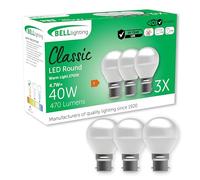 BELL Lighting B22 Bayonet Non Non Dimmable Light Bulb LED Golf Ball 3 Pack | Warm White 2700K | 470 Lumen 4.7W | Energy Saving Round LED Light Bulb | 40W Lamp Equivalent