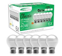 BELL Lighting B22 BC Dimmable LED Golf Ball Bulbs Warm White 4.7W 6 Pack