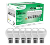 BELL Lighting B22 Non-Dimmable LED Golf Ball Bulb, Natural White 4000K 470lm 4.7W Round Bayonet 40W Equivalent - Pack of 6