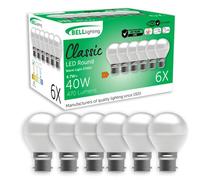 BELL Lighting B22 Bayonet Non Non Dimmable Light Bulb LED Golf Ball 6 Pack | Warm White 2700K | 470 Lumen 4.7W | Energy Saving Round LED Light Bulb | 40W Lamp Equivalent