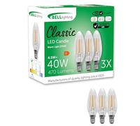 BELL Lighting E14 Dimmable LED Filament Candle Bulbs 4.5W 470lm 3 Pack
