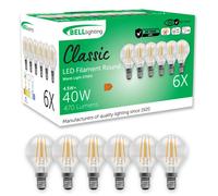 BELL Lighting E14 LED Filament Golf Ball Bulb Non-Dimmable Warm White 470lm 4.5W | Size: Pack of 6 BELL Lighting Warm White Pack of 6