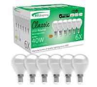 BELL Lighting E14 Small Edison Screw Cap Non Dimmable Light Bulb LED Golf Ball 6 Pack | Warm White 2700K | 470 Lumen 4.7W | Energy Saving Round LED Light Bulb | 40W Lamp Equivalent