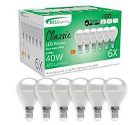 BELL Lighting E14 SES Energy Saving LED Golf Ball Bulbs Warm White 6 Pack | Energy saving E14 SES LED golf ball bulbs with 2700K warm white light, 470lm brightness and 40W equivalent output for lamps.