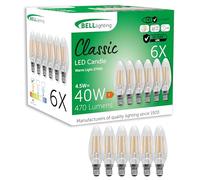 BELL Lighting E14 Small Edison Screw Cap Filament Dimmable Light Bulb LED Candle 6 Pack | Warm White 2700K | 470 Lumen 4.5W | Energy Saving Candle LED Light Bulb | 40W Lamp Equivalent