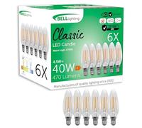 BELL Lighting E14 Small Edison Screw Cap Filament Light Bulb LED Candle 6 Pack | Warm White 2700K | 470 Lumen 4.5 W | Energy Saving Candle LED Light Bulb | 40W Lamp Equivalent | Non-Dimmable