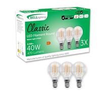 BELL Lighting E14 Small Edison Screw Cap Non Dimmable Filament Light Bulb LED Golf Ball 3 Pack | Warm White 2700K | 470 Lumen 4.5 W | Energy Saving Round LED Light Bulb | 40W Lamp Equivalent