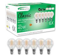BELL Lighting E14 Small Edison Screw Cap Non Dimmable Filament Light Bulb LED Golf Ball 6 Pack | Warm White 2700K | 470 Lumen 4.5 W | Energy Saving Round LED Light Bulb | 40W Lamp Equivalent