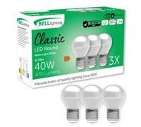 BELL Lighting E27 Edison Screw Cap Dimmable Light Bulb LED Golf Ball 3 Pack | Warm White 2700K | 470 Lumen 4.7W | Energy Saving Round LED Light Bulb | 40W Lamp Equivalent