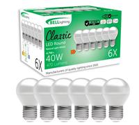 BELL Lighting E27 Edison Screw Cap Dimmable Light Bulb LED Golf Ball 6 Pack | Natural White 4000K | 470 Lumen 4.7W | Energy Saving Round LED Light Bulb | 40W Lamp Equivalent