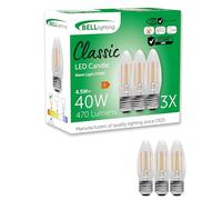 BELL Lighting E27 Edison Screw Cap Filament Light Bulb LED Candle 3 Pack | Warm White 2700K | 470 Lumen 4.5W | Energy Saving Candle LED Light Bulb | 40W Lamp Equivalent | Non-Dimmable