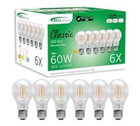 Bell Lighting E27 Edison Screw Cap Filament Light Bulb LED GLS 6 Pack | Warm White 2700K | 810 Lumen 7 Watts | Energy Saving GLS LED Light Bulb | 60W Halogen Lamp Equivalent | Non-Dimmable