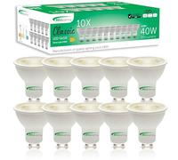 BELL Lighting GU10 Dimmable LED Spotlight Bulbs 10 Pack | Warm White 2700K | 350lm 4.4W | Energy Saving Lightbulbs | 40W Equivalent | 38 Degree Beam | Two Pin Twist Lock | Ceiling Kitchen Downlights