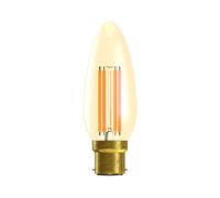 Bell Lighting Pack of 1 x LED Vintage Candle 3.3watt Equivalent to 30watt B22 Bayonet Cap Gold Finish Very Warm Light Colour 2000k Dimmable Lightbulb