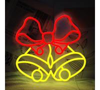 Bell Neon Sign Bow Led Neon lights for Wall Decor with Dimmer and USB, Light Up Neon Signs for Bedroom, Wedding, Living Room, Game Room, Birthday Christmas Decor (Bell)