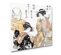 Bell of the Temple by Kitao Shigemasa Canvas Print | Gallery Wrapped 30mm Frame Wall Art | 14x14 inches | Ready to Hang | Asian Cityscape Picture | Living Room Bedroom Lounge Office