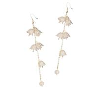 Bell Orchid Drop Earrings for Women, Floral Dangle Jewelry | Acrylic and Metal Construction, Beige Tone, Everyday Wear or Night Club Styling, Elegant and Charming